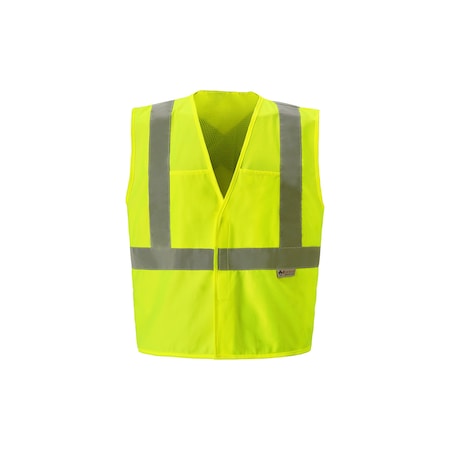 2W International Hi-Vis FR Safety Vest XL Class 2 X Back, , Zipper 4 Pockets FR150C-2 XL
